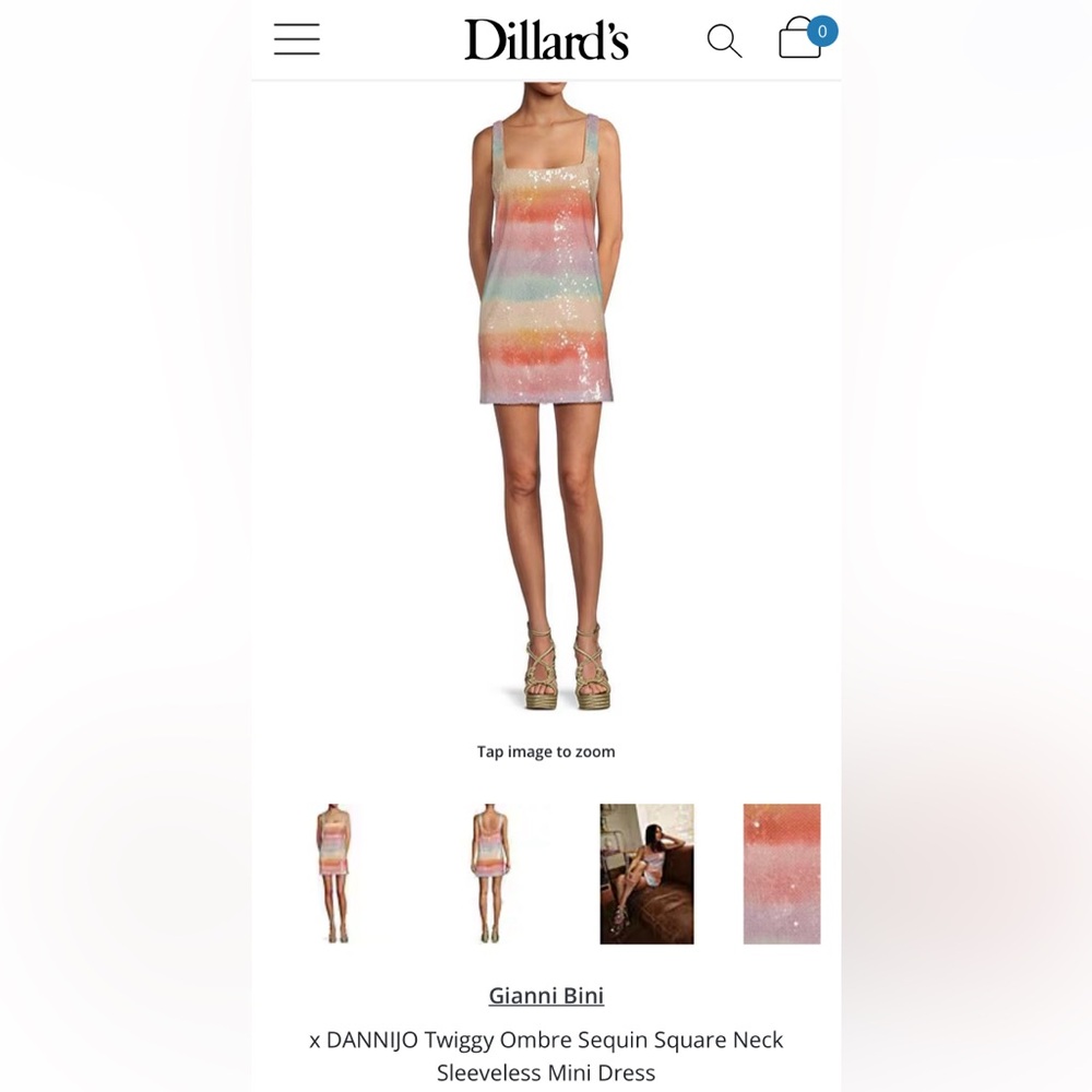 Gianni Bini x DANNIJO Twiggy Ombre Sequin Square Neck
Sleeveless Mini Dress